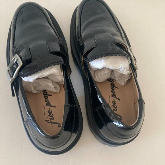 NWOB Free People Mackenzie Black Patent Leather MJ Loafers Sz 37 - Picture 6 of 7